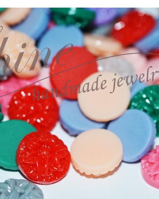 Cabochon floare, rotunda, 13x6mm