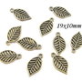 3490 - 10buc charms frunza bronz 19x10mm