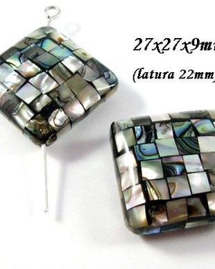 3499 - 2buc Margele paua abalone romb 27x27x9mm