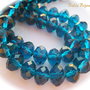 Cristale din sticla fatetate albastru marin aprox 10x8 mm