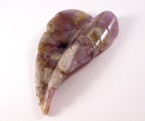 3511 - Pandantiv frunza sculptata ametist 68x41mm