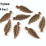 3520 - 8buc Charms frunze cupru 19x6x1mm
