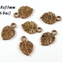 3521 - 6buc Charms frunze cupru 18x11mm