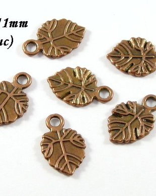 3521 - 6buc Charms frunze cupru 18x11mm