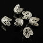 E915 Capacele lalea filigran, argintii, 11x10mm
