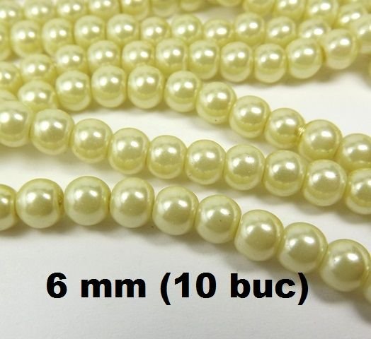 Perle de sticla, 10 buc, 6 mm, PS-GP