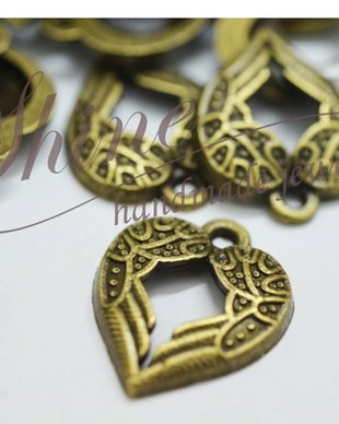 Pandantiv inima, bronz antichizat, 21x17mm