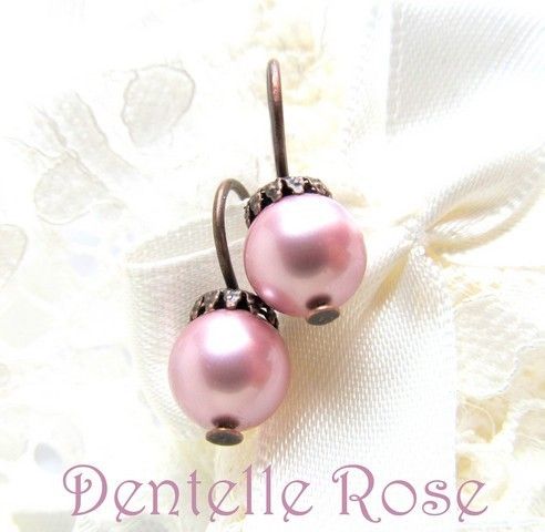 DENTELLE ROSE - CERCEI PERLE SWAROVSKI ROZ