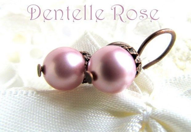 DENTELLE ROSE - CERCEI PERLE SWAROVSKI ROZ