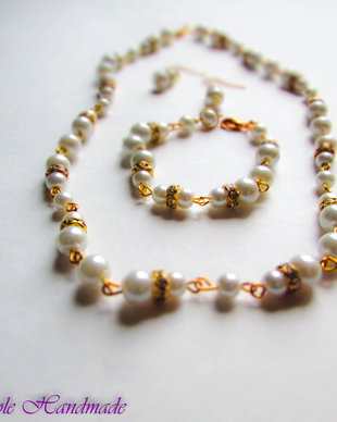Set bijuterii mireasa elegant perle si strasuri stralucitoare Eleganta Pura