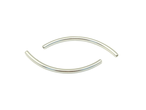 Distantier tubular, arcuit, placat cu argint, 38x2 mm (cod 7-247)