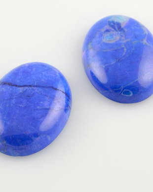 Cab25 Cabochon oval agata vopsita, albastru, 22x30mm