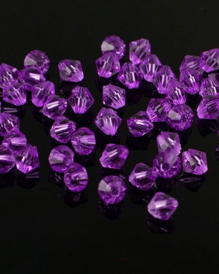 AB925.1 Margele acril biconice, mov, 6x6mm