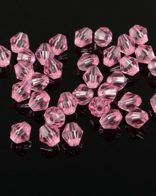 AB925.3 Margele acril biconice, roz, 6x6mm