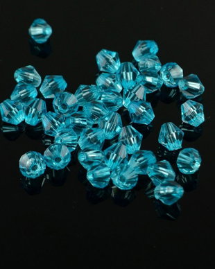 AB925.4 Margele acril biconice, albastre, 6x6mm