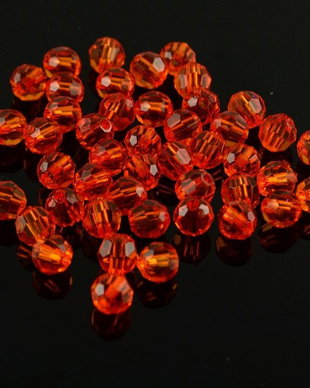 AB925.5 Margele acril sfere fatetate, portocalii, 6mm