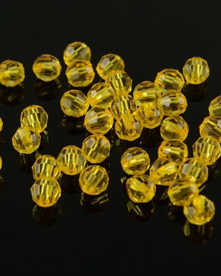 AB925.6 Margele acril sfere fatetate, galbene, 6mm