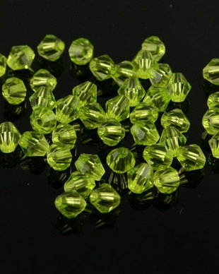 AB925.7 Margele acril biconice, verzi, 6x6mm