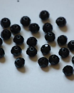 LMS618 - margele sticla negre 6x4 mm