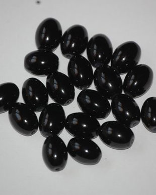 LMS1014 - margele sticla ovale negre 10x8 mm