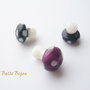 Familie de ciupercute mov-negre din sticla lampwork