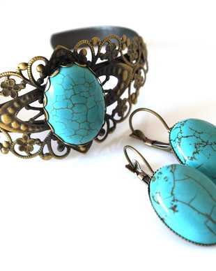 *** Set bronz antic si turcoaz ***
