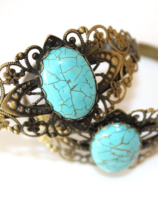 *** Bratara bronz antic si turcoaz ***