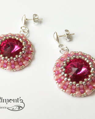 REZERVAT - Cercei Floare fuchsia