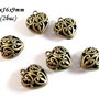 2116 # (2buc) Charm inima bronz, 19x16x9mm
