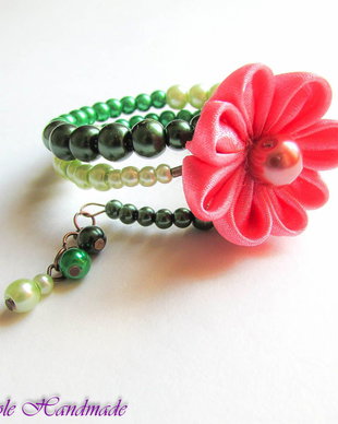 Prospetime - bratara perle, floare textila