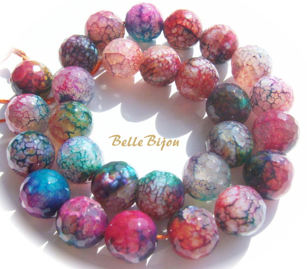 Agate crab fire fatetate multicolore 14 mm