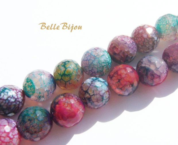 Agate crab fire fatetate multicolore 14 mm