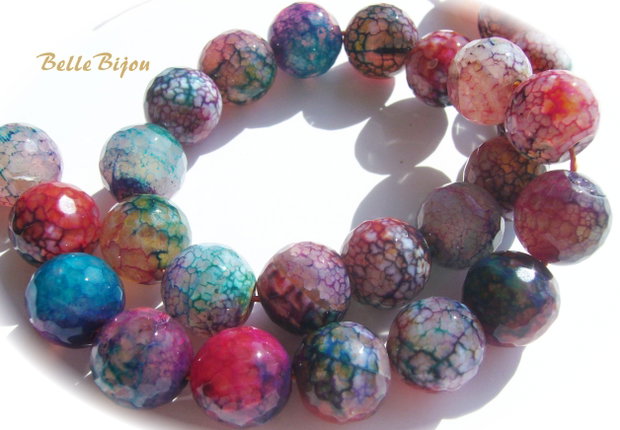 Agate crab fire fatetate multicolore 14 mm