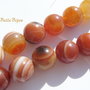 Agate dungate in nuante de rosu - caramiziu - alb 14 mm