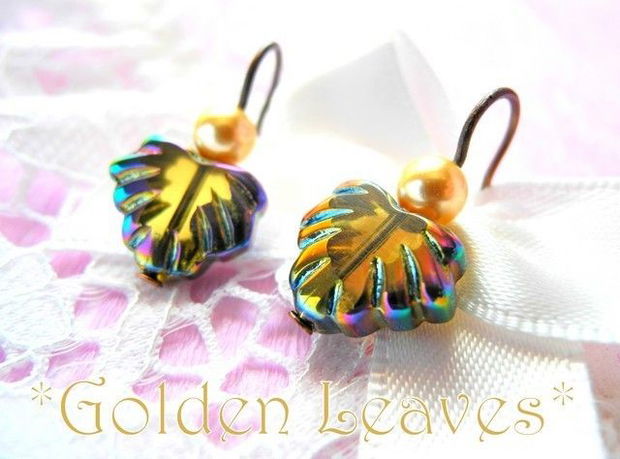 GLOLDEN LEAVES - FRUNZE STICLA/PERLE WAROVSKI