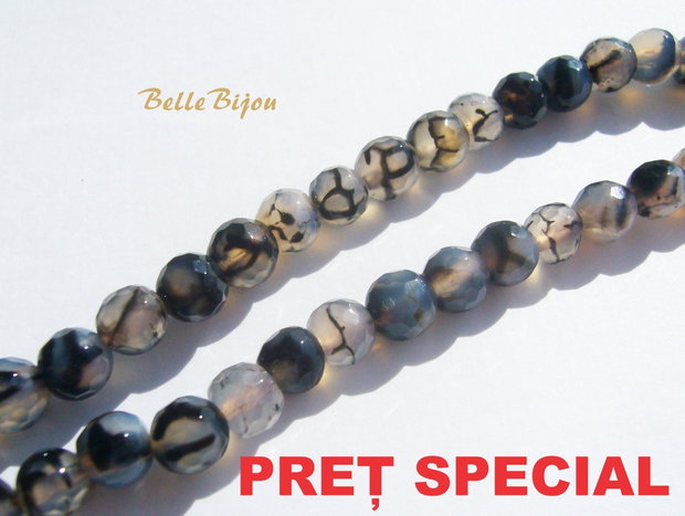 Agate crab fire fatetate degrade negru-gri aprox 6 mm