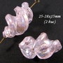 3603 - 2buc Margele sticla lampwork twist roz efect AB