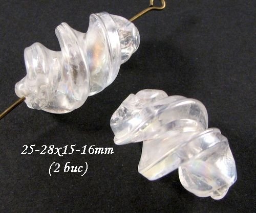 3627 - 2buc Margele sticla lampwork twist cristal de gheata efect AB