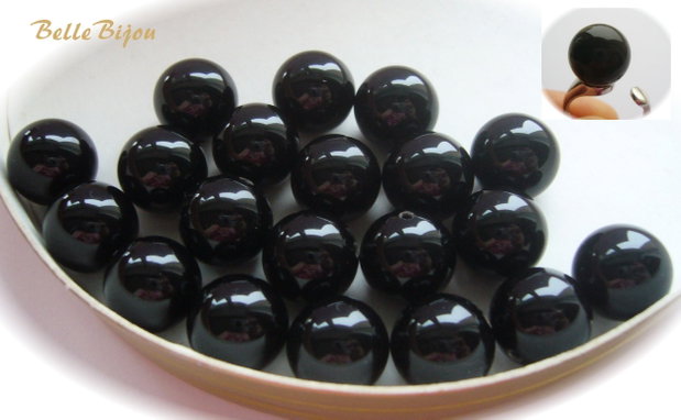 (2 buc) Agate negre aprox 12 mm SEMI gaurite
