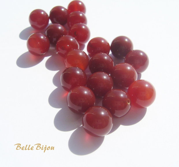 (2 buc) Agate culoarea carneolului aprox 10 mm SEMI gaurite