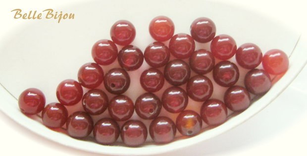 (2 buc) Agate culoarea carneolului aprox 8 mm SEMI gaurite
