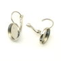 Tortite cercei tip leverback, finisaj argintiu inchis, 25x16 mm, platou 14 mm (cod 4-69)