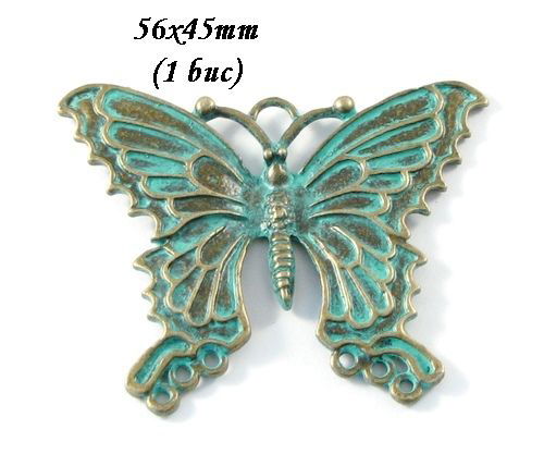 3567 - Pandantiv fluture bronz verdigris