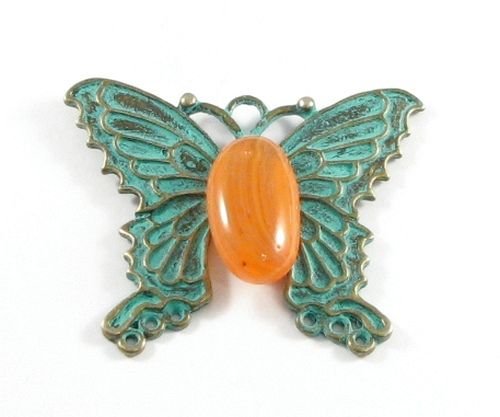 3567 - Pandantiv fluture bronz verdigris