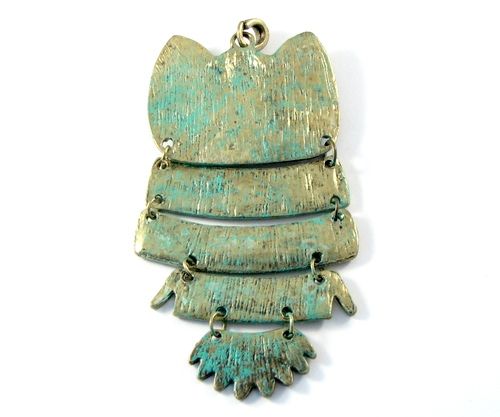 3569 - Pandantiv bufnita bronz verdigris