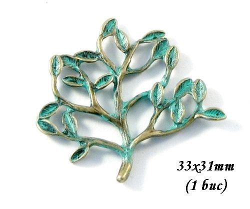 3574 - (1 buc) Pandantiv copacel bronz verdigris