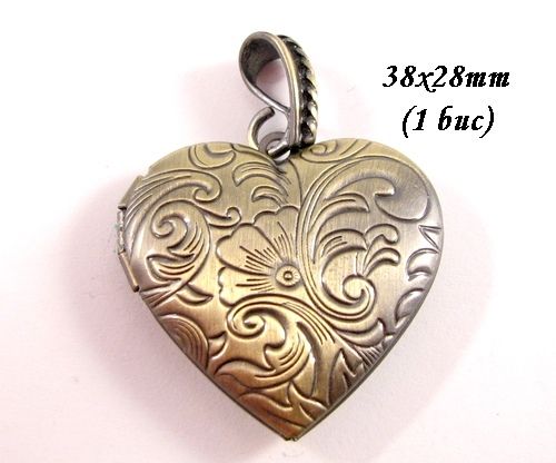 3616 - Pandantiv tip locket inimioara bronz