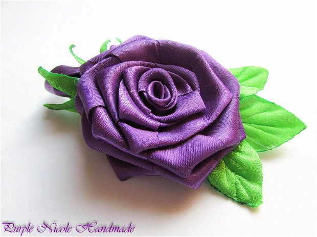 Brosa Purple Rose - trandafir saten mov
