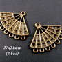3636 - (2 buc) Charms / pandantiv metalic bronz evantai