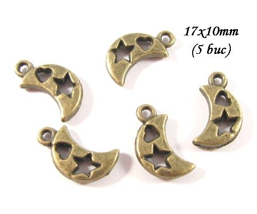 3659 - (5 buc) Charms bronz semiluna